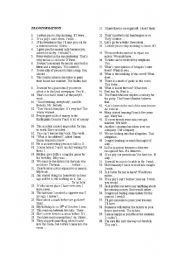 English Worksheet: 60 transformations