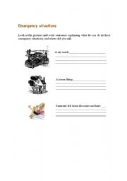English worksheet: Emergency situations