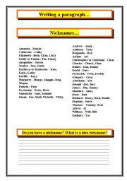 English worksheet: Nicknames...