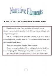 English Worksheet: narrative elements