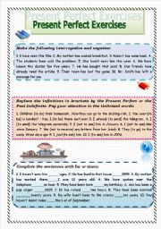 English Worksheet: present perfect exercises