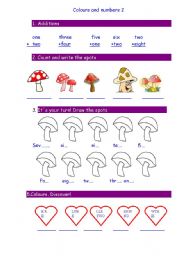 English Worksheet: COLOUR AND NUMBERS 2