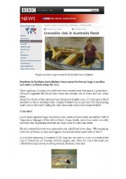 English Worksheet: Australian news about crocodiles  (part I)