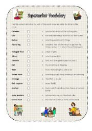 Supermarket Vocabulary Matching