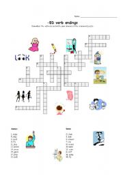 English Worksheet: Regular verbs crossword puzzle