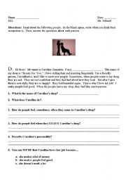 English Worksheet: Professions: Reading with Questions/Guess the Profession