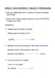 English Worksheet: Direct and Indirect Object Pronouns: Notes and Follow-Up exercises