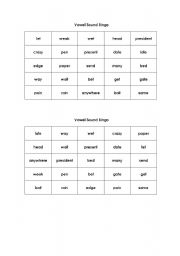 English Worksheet: Vowel Sound Bingo [ɛ] and [eI]