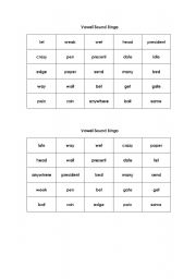 English worksheet: Vowel Sound Bingo [ɛ] and [eI]