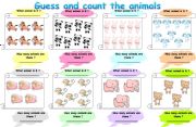 English Worksheet: Guess and count the animals