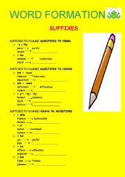 English Worksheet: word formation: suffixes