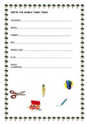 English Worksheet: school objects