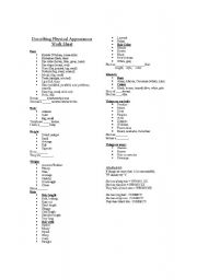 English Worksheet: Describing Physical Appearances work sheet
