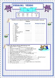 English Worksheet: Phrasal Verbs - BE