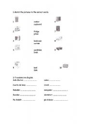 English worksheet: parts of the house