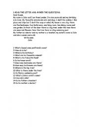 English worksheet: reading