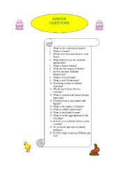 English worksheet: questions - easter