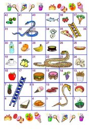 English Worksheet: Food Snakes and Ladders