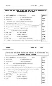 English worksheet: VERB QUIZ