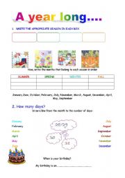 English Worksheet: A year long