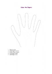 English Worksheet: Colour the fingers