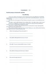 English Worksheet: comprehension