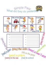 English Worksheet: What did they do yesterday?