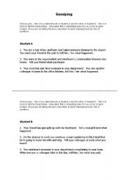 English worksheet: Gossiping 