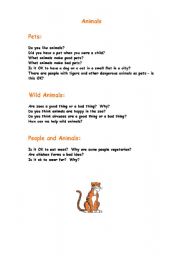 English worksheet: Discussion about animals