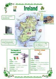 Ireland, a map, a few facts about Eire and Northern Ireland, part1 (out of 2)