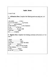 English worksheet: Verb To Be