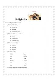 English Worksheet: Twilight 2