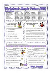 English Worksheet: Worksheet: Simple Future (Will) - Explanation & exercise