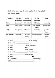 English worksheet: daily routines