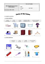 English worksheet: Parts of the house - furniture