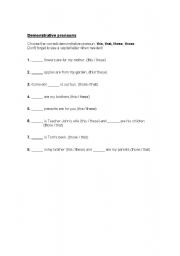 English worksheet: This that these those