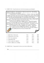 English worksheet: Elementary reading to  distinguish now, then and both time frames