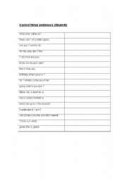 English worksheet: Sentence correction