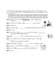 English Worksheet: Dialogue verb tense