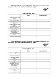 English worksheet: Present Perfect Continuous Pair Work