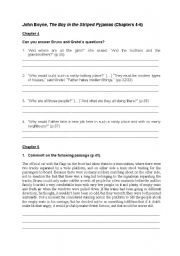 English Worksheet: The Boy in the Striped Pyjamas ch.4-6