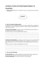 English Worksheet: The Boy in the Striped Pyjamas ch.7-9