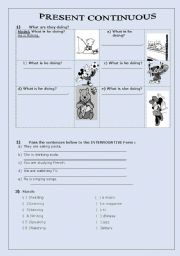 English worksheet: present continuous