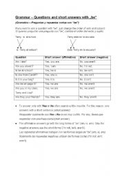 English worksheet: Grammar  Questions and short answers with be