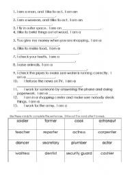 English Worksheet: Who Am I? Jobs