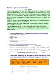 English worksheet: vocabulary related to environment