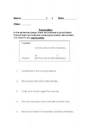 English Worksheet: Punctuation (capital letters)