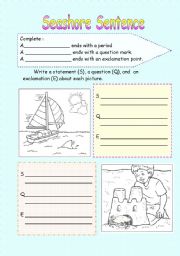 English Worksheet: Seashore Sentences