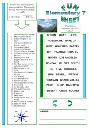 English Worksheet: Fun Sheet Elementary 7