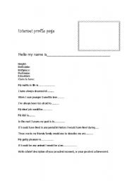 English worksheet: Internet profile page